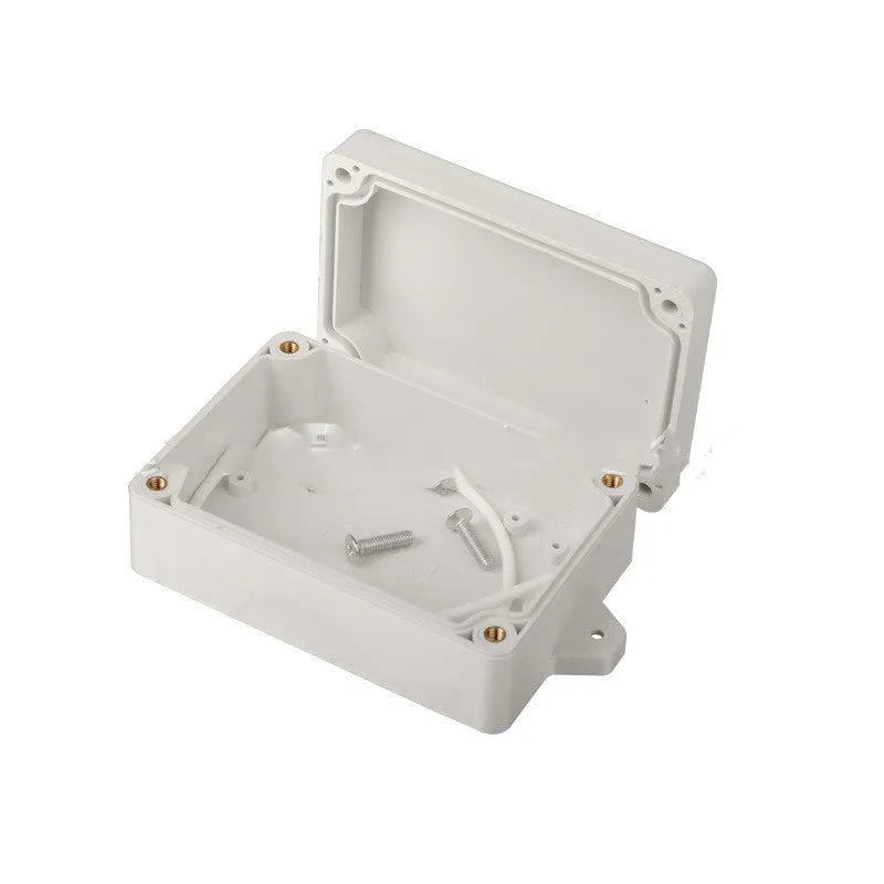 Black ABS plastic waterproof instrument box for electronic power supplies, model F4B-1.