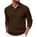 Men's long-sleeved solid colour casual polyester top in six colours, sizes S to XXXL
