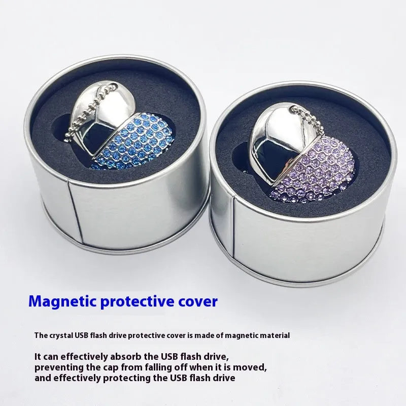 Decorative heart-shaped USB flash drive with a brick-inlaid pattern on a metal case.