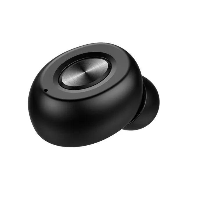True wireless Bluetooth headset with magnetic charging base in black and white styles