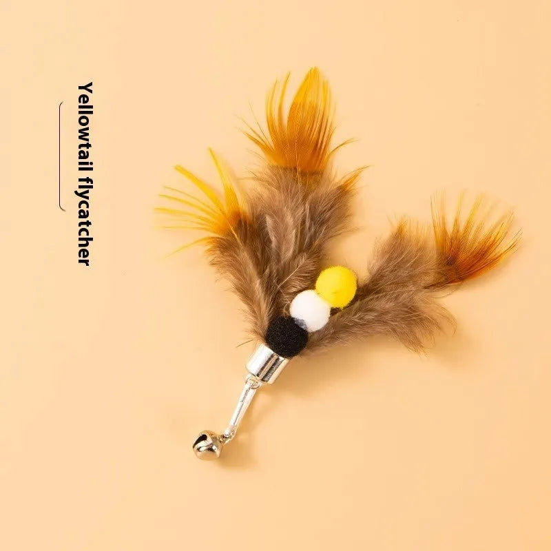 Three steel wire cat toy replacement heads in small flying insect designs with scratch-resistant surface