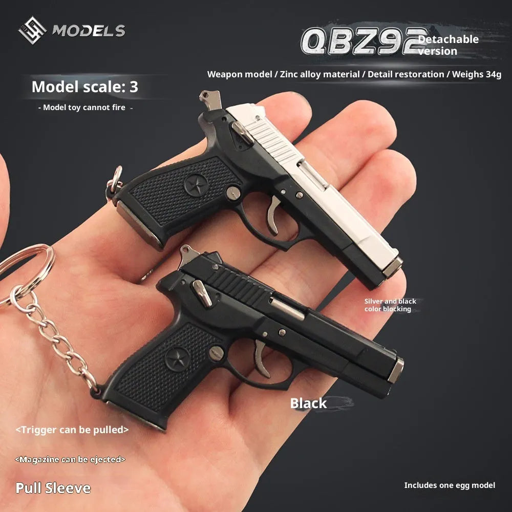 Semi-alloy disassembly grab model keychain pendant in black with geometric shape on key ring