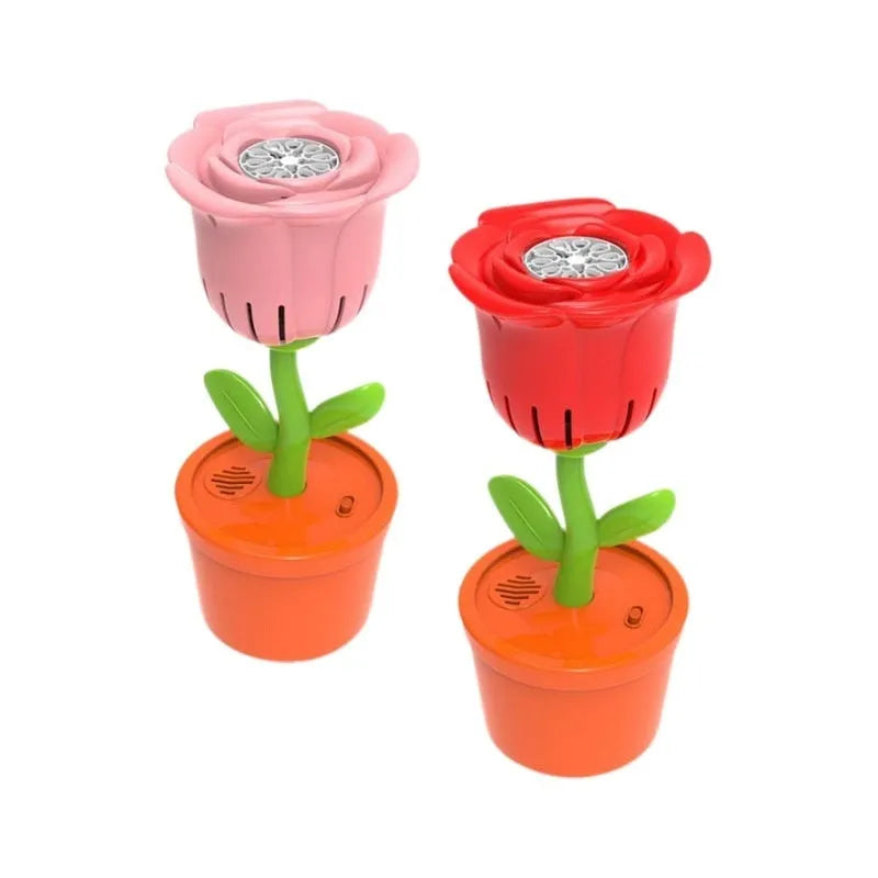 Automatic plastic bubble machine in red rose design for children aged 7-14, 19x13x28.5cm