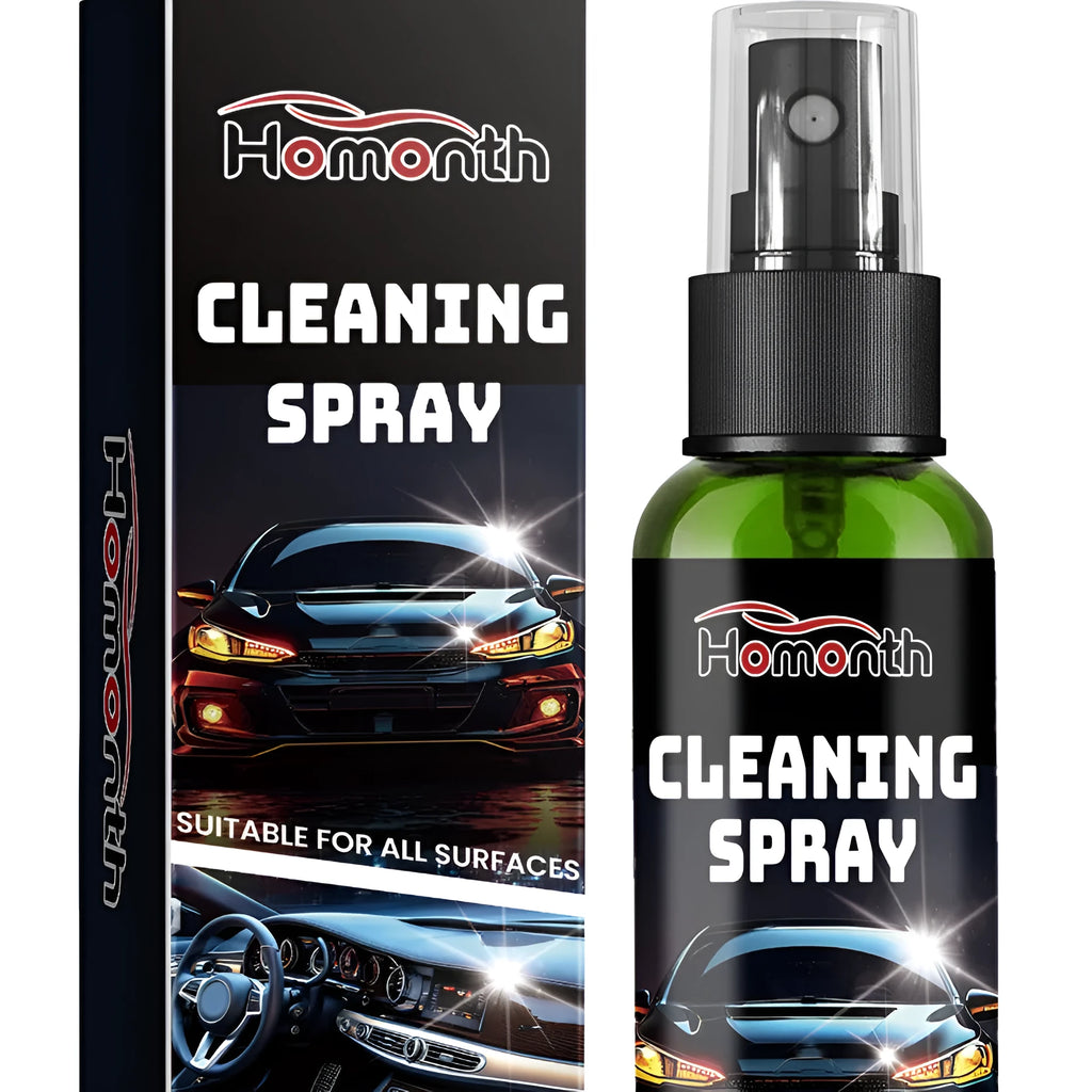 Multi-purpose cleaning spray in compact 3.8x3.8x14.4cm bottle with surfactant formula