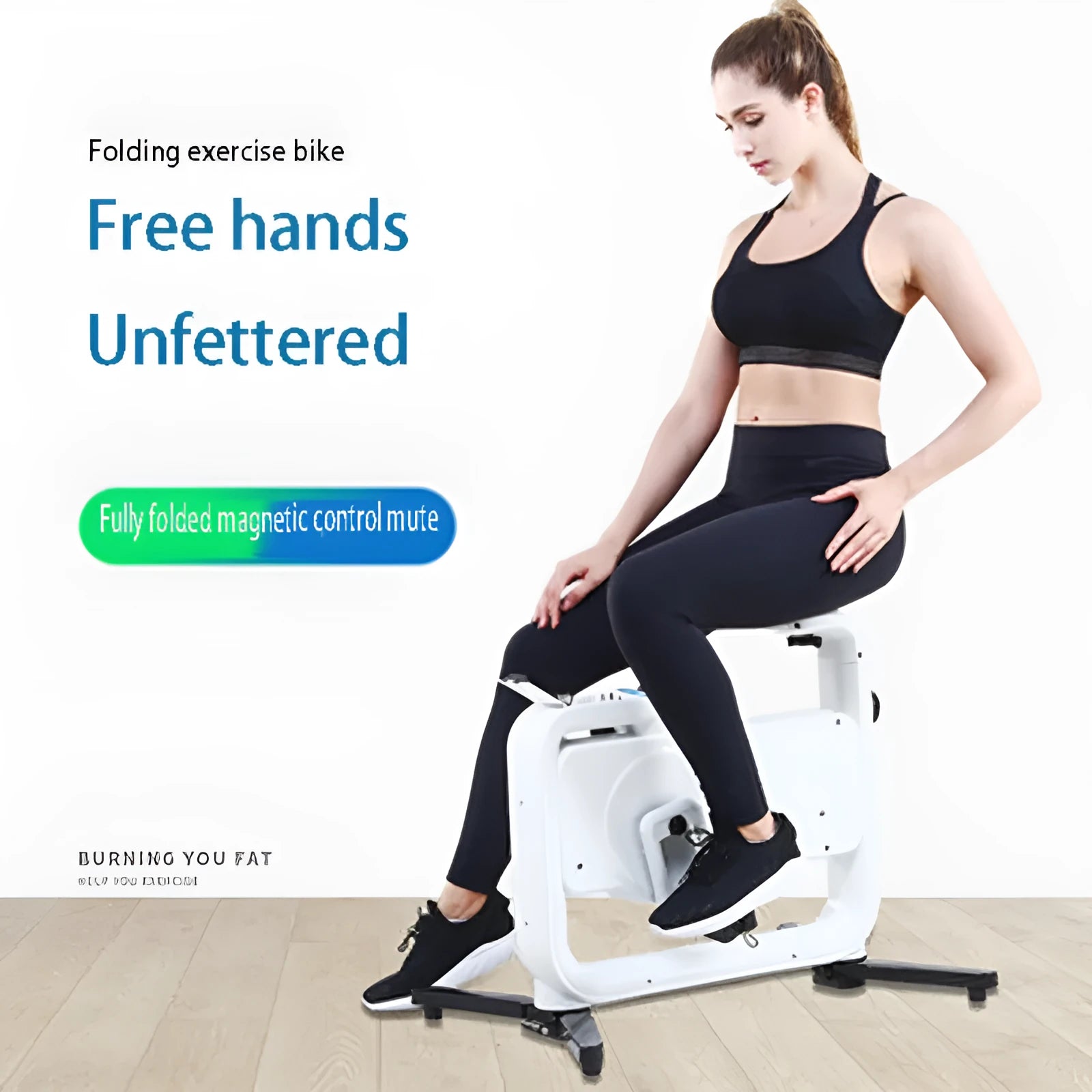 Black magnetic control upright exercise bike with built-in table for home fitness