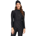 Black conservative Muslim swimsuit for ladies with long sleeves and full-length trousers