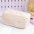 Korean canvas pencil case showing ten-layer flip design in multiple colour options