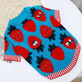 Cartoon rabbit design dog jumper with button front in wool blend material.