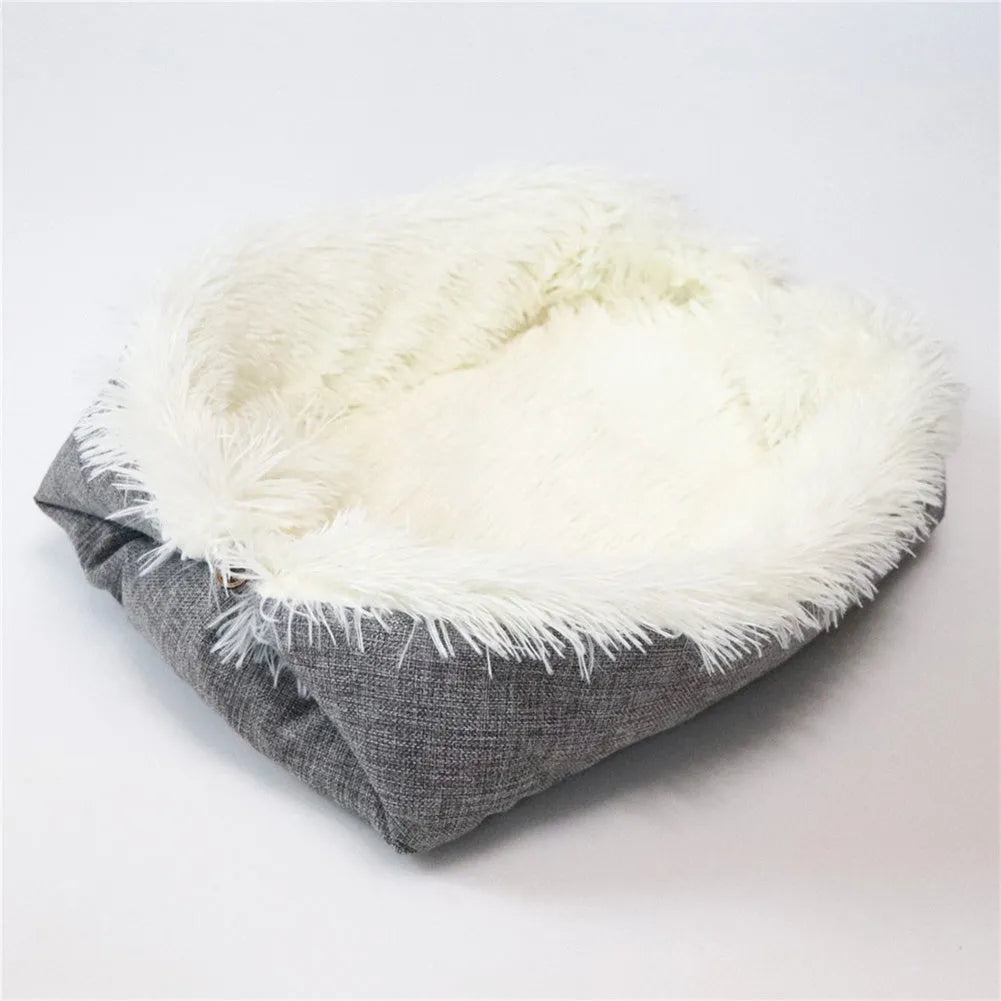 Velvet cat bed 61x51cm seat cushion in white or grey, also usable as pet mat or blanket