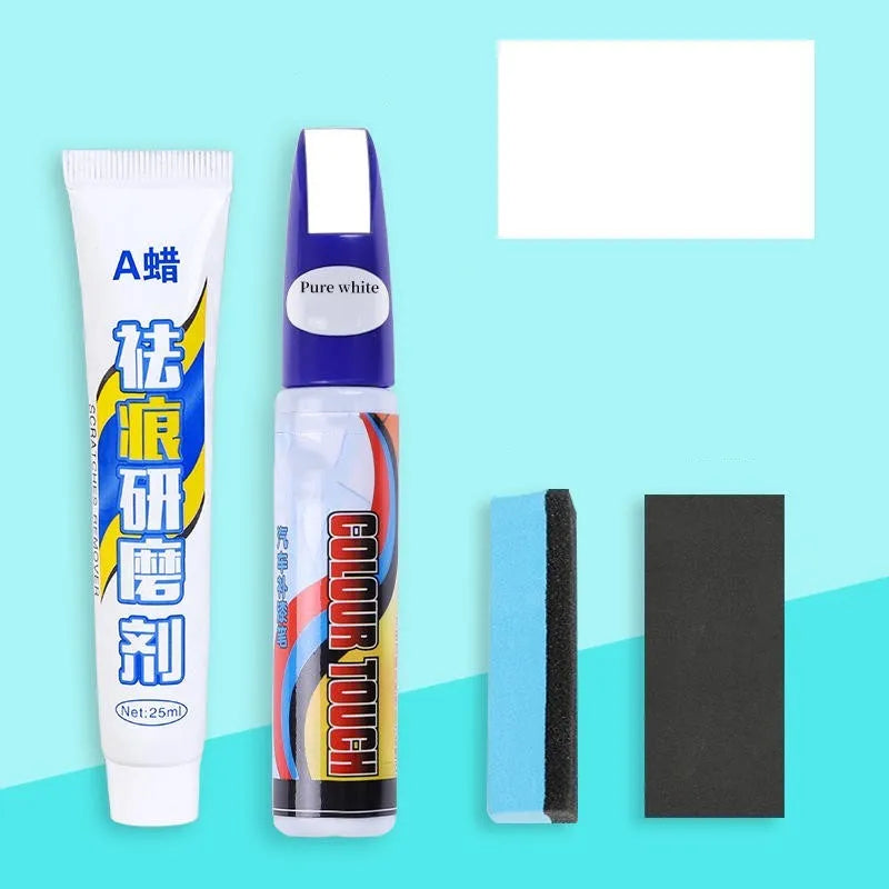 Automotive paint repair pen and scratch repair fluid 4-piece set with ten colour options