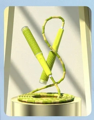Bamboo bead skipping rope for children with soft PP beads in blue colour option