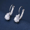 Pair of drop-shaped fashion earrings with gem inlay in gold or platinum plating