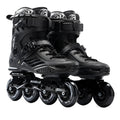 Adult inline roller skates for beginners in black with PP reinforced shell and aluminium alloy frame