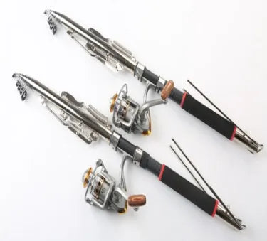 Automatic sea pole fishing rod set with spring mechanism, available in 2.1, 2.4, 2.7 lengths and 3000, 4000, 5000 reels.