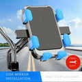Aluminum alloy motorcycle phone holder with double adjustment on handlebar mount