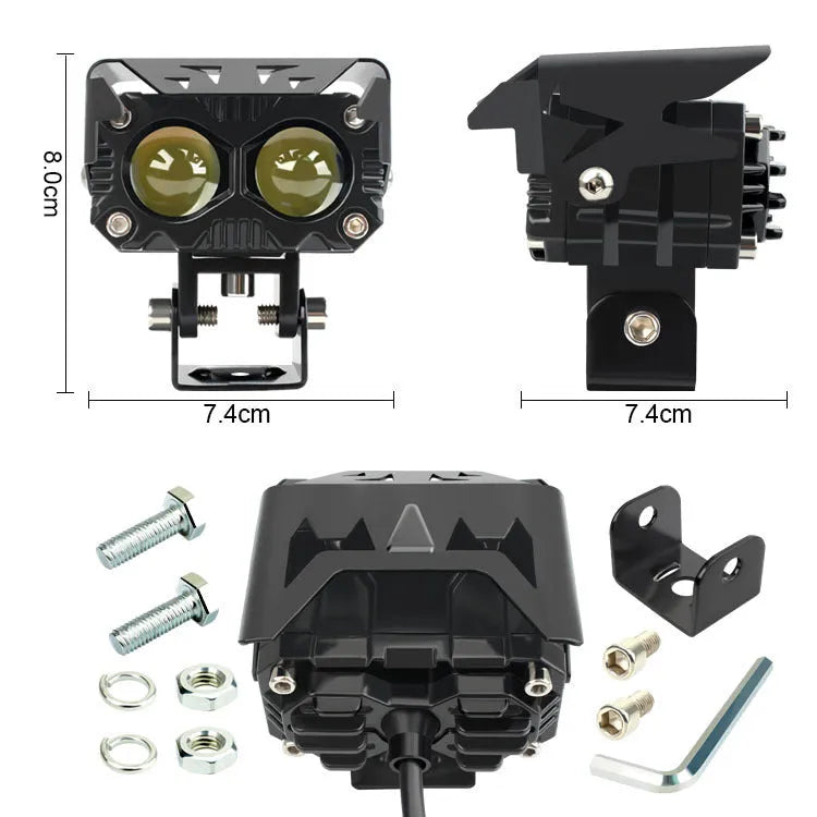Motorcycle light two-colour lens headlight aviation aluminium off-road spotlight