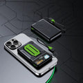 Magnetic wireless power bank with air cooling and detachable strip line on white background
