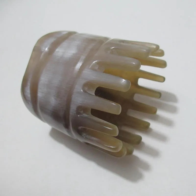 White buffalo horn hair comb with wide teeth design for women's hair care and scalp massage