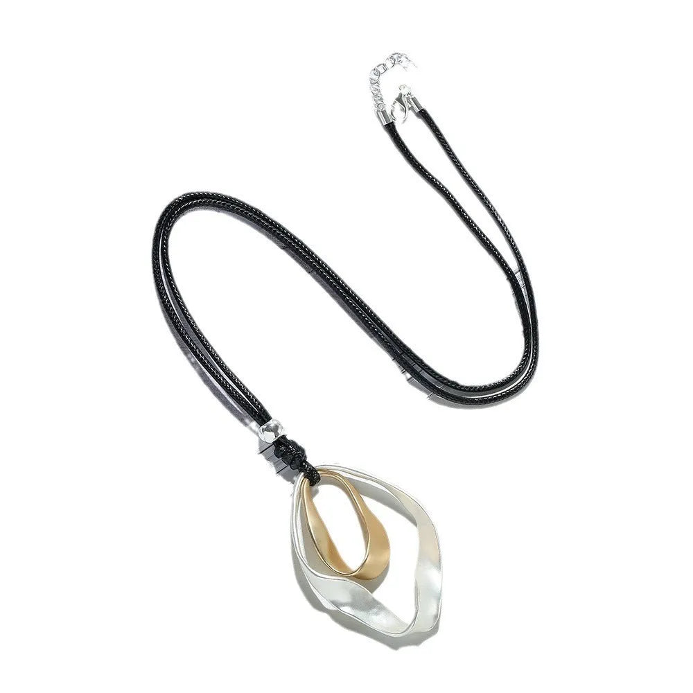 Geometric exaggerated triangle pendant necklace women alloy electroplated silver gold microfiber chain bohemian style