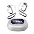 LED Display Ear-mounted OWS Bluetooth Headset in Gray with Digital Display and Ear Hook Design