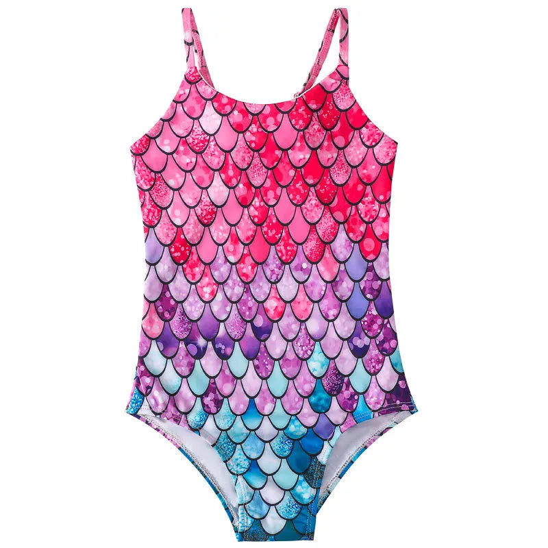 Children's mermaid one-piece swimsuit in polyester with high elasticity