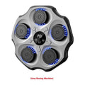 Black Bluetooth music boxing wall target hanging on a wall with paired adult boxing gloves.