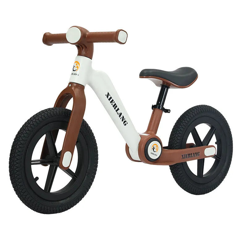 Foldable kids balance bike in grass green, light brown or pink purple, nylon glass fibre, 12 inch and 14 inch sizes