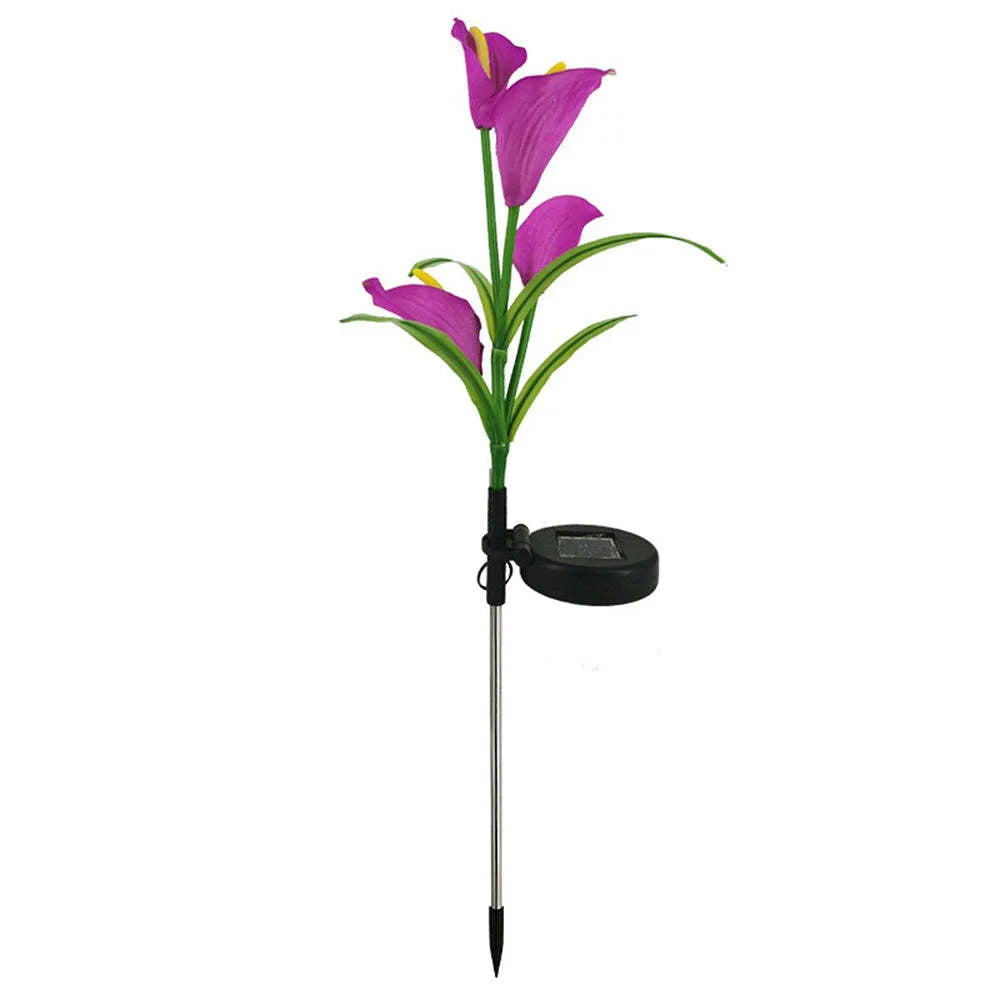 Outdoor solar floor outlet lighting 1.5W IP55 lawn lamp in Solar Lily colours, compact 75mm, cowhide box packaging