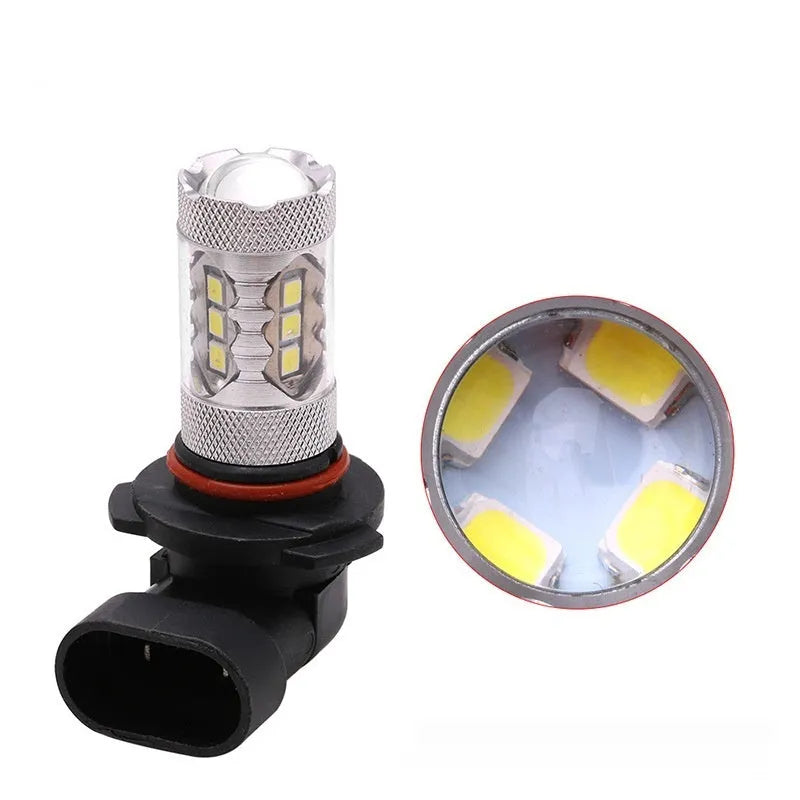 White 6000K car front fog light with aluminium housing, 47x70mm, universal bulb base fit