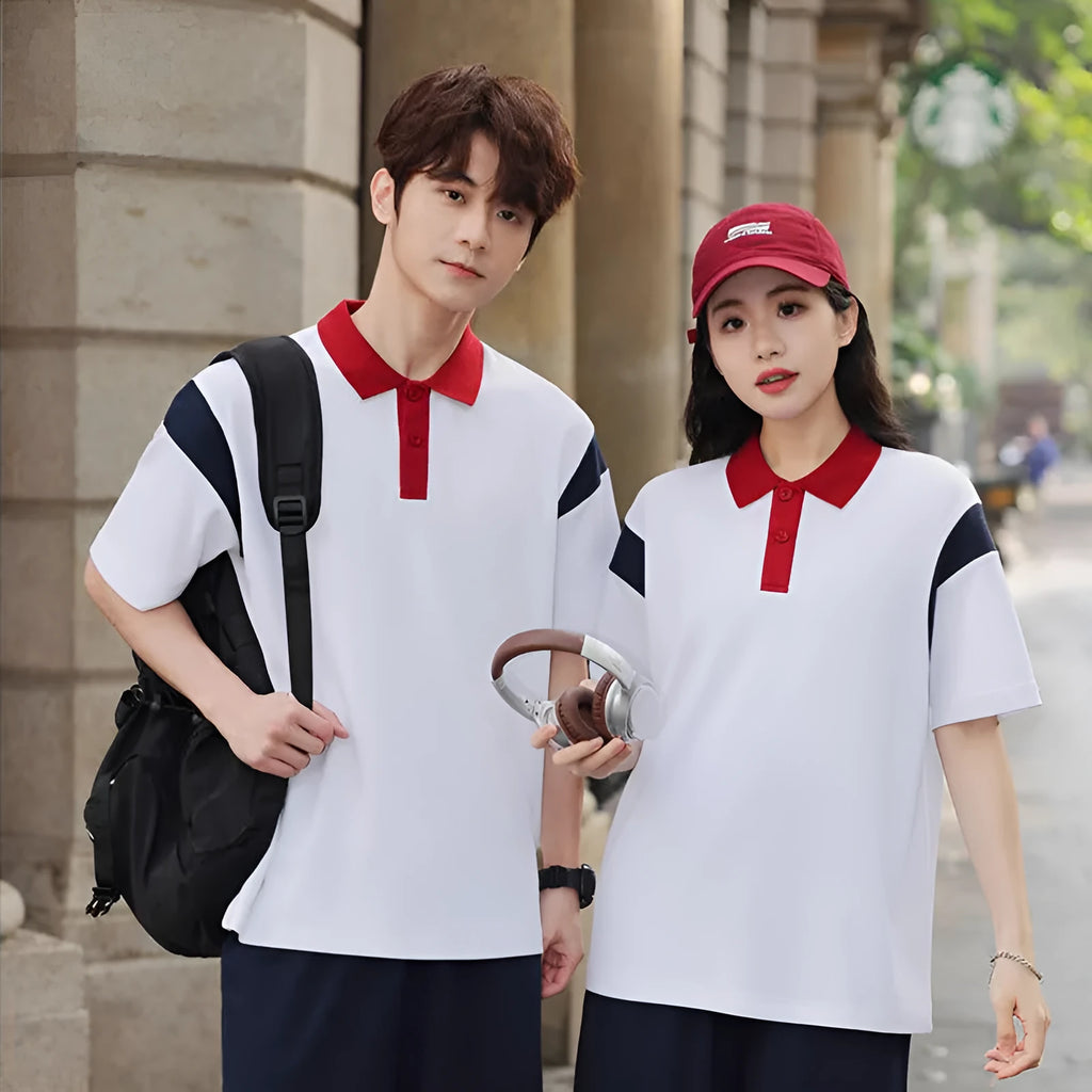 Men's raglan short sleeve cotton shirt in black, red, and dark green colours