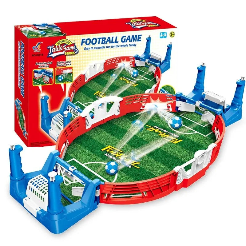 Mini football board game kit with two balls on a tabletop, made of ABS plastic