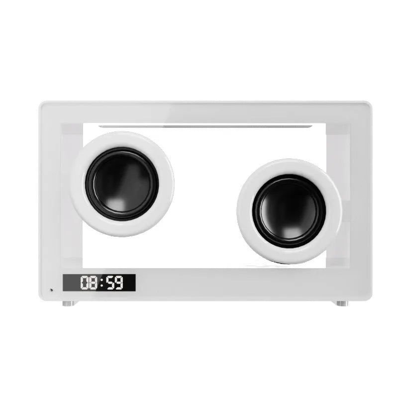 Transparent compact portable wireless Bluetooth speaker with lithium battery in white
