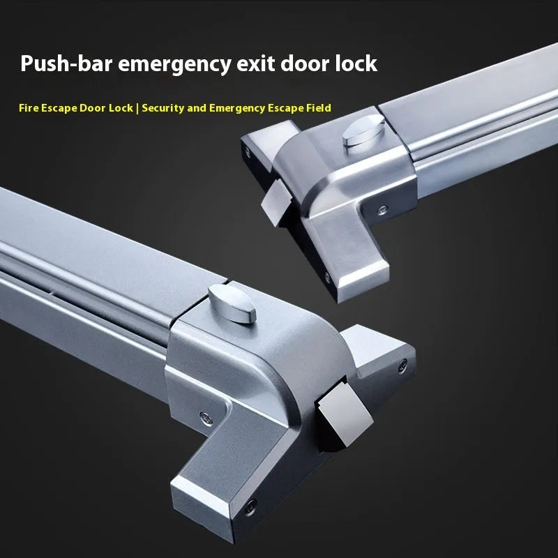 Stainless steel fireproof door push lock with external handle for 65cm single doors.