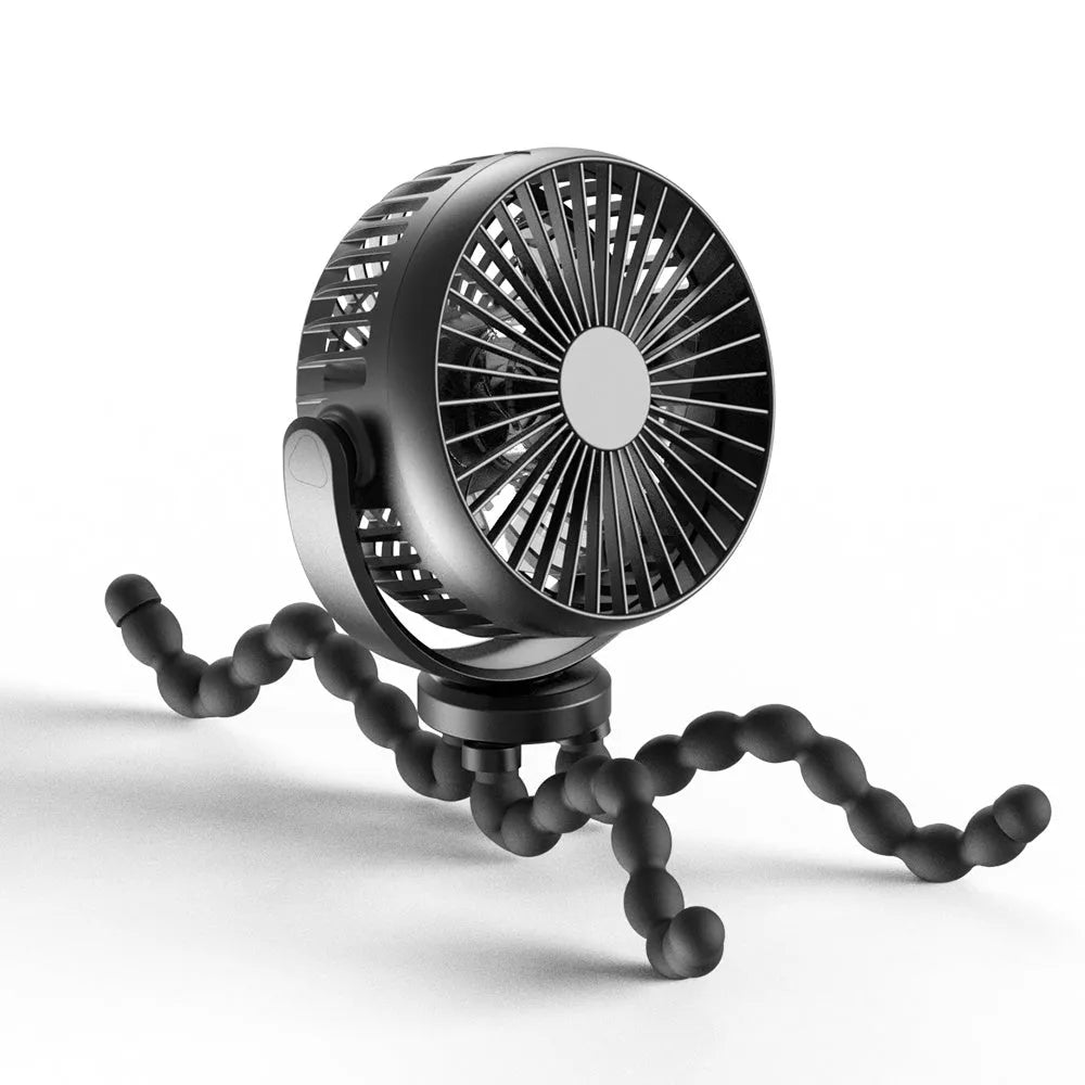 HOMEFISH handheld fan with mounting bracket attached, showing removable front mesh guard.
