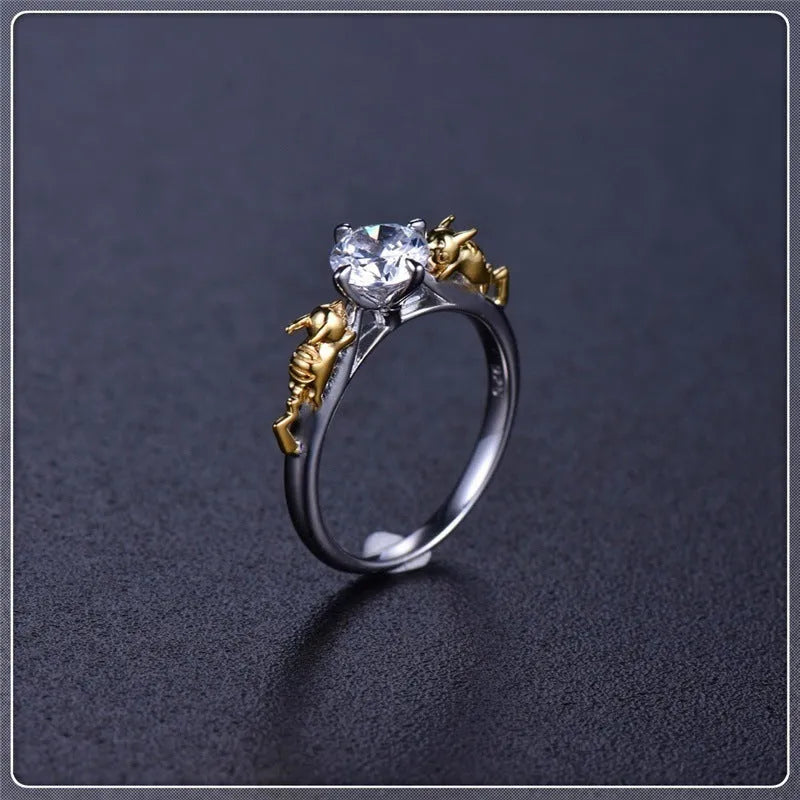 Black gold copper crown design crystal ring for cosplay and unisex festival jewellery.