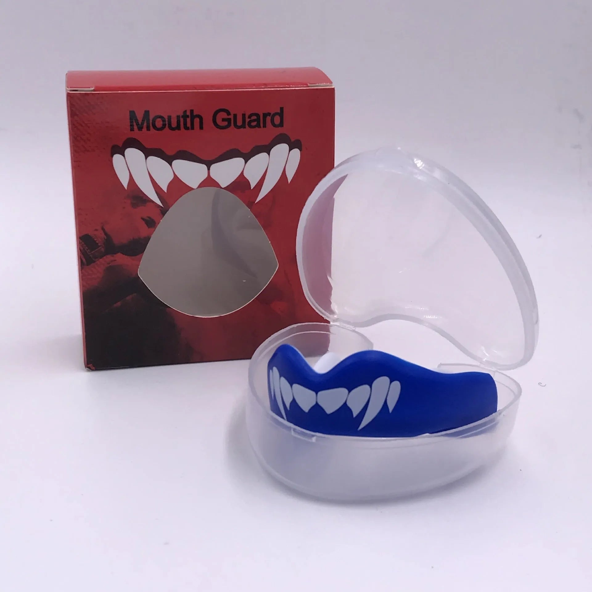 Adult boxing mouthguard with tooth socket design and printed teeth pattern for martial arts sports protection