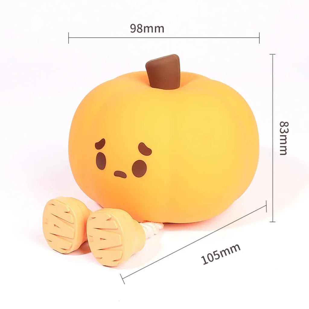 Pumpkin lantern silicone night light with ABS base, 500mAh rechargeable bedside lamp for children's bedroom and Halloween decoration