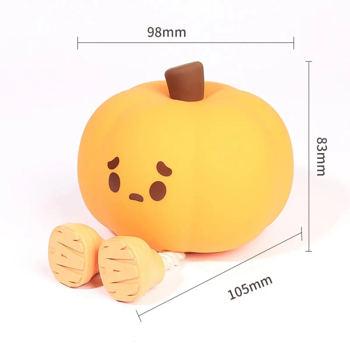Pumpkin lantern silicone night light with ABS base, 500mAh rechargeable bedside lamp for children's bedroom and Halloween decoration