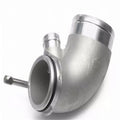 Aluminium alloy 90-degree turbo outlet elbow pipe for lateral engine mounting