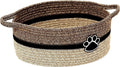 Handmade light beige woven cotton rope storage basket with wooden handle 34cm wide