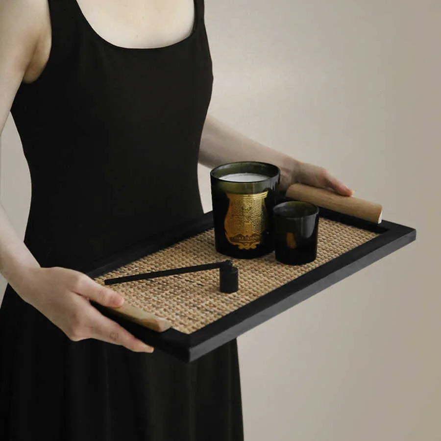 Pine wood dining tray with compartments in small and large size options