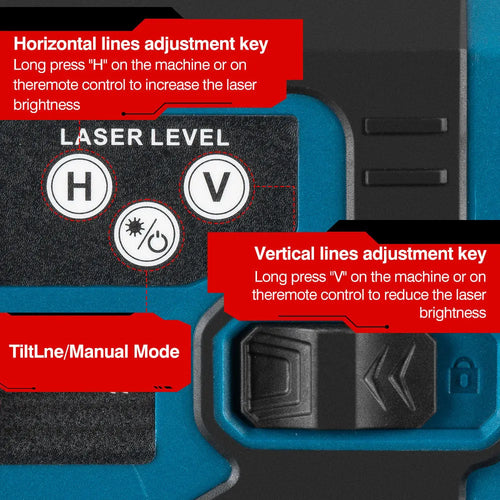 16-line infrared laser level with ABS housing and dual power supply, placed on a floor surface projecting laser lines