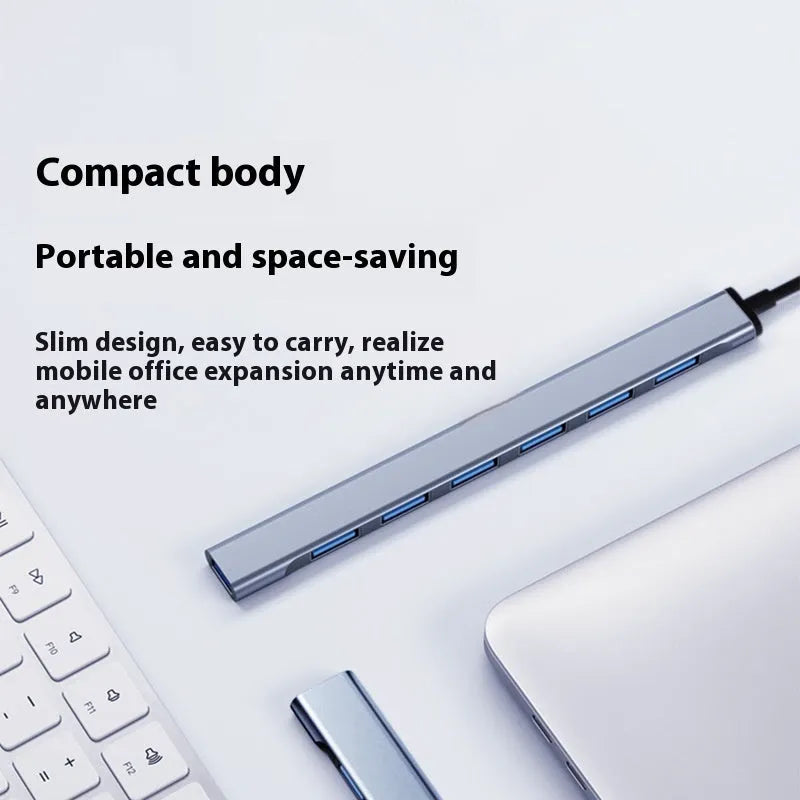 Blue 7-in-1 Type-C USB hub docking station with 0.1m cable for notebook computer expansion