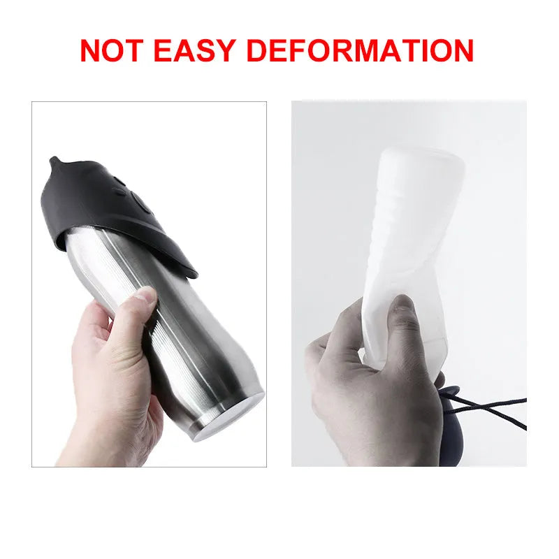 Stainless steel pet water bottle in 350ml, 600ml, or 750ml, in 201 or 304 steel and blue, red, or natural colour