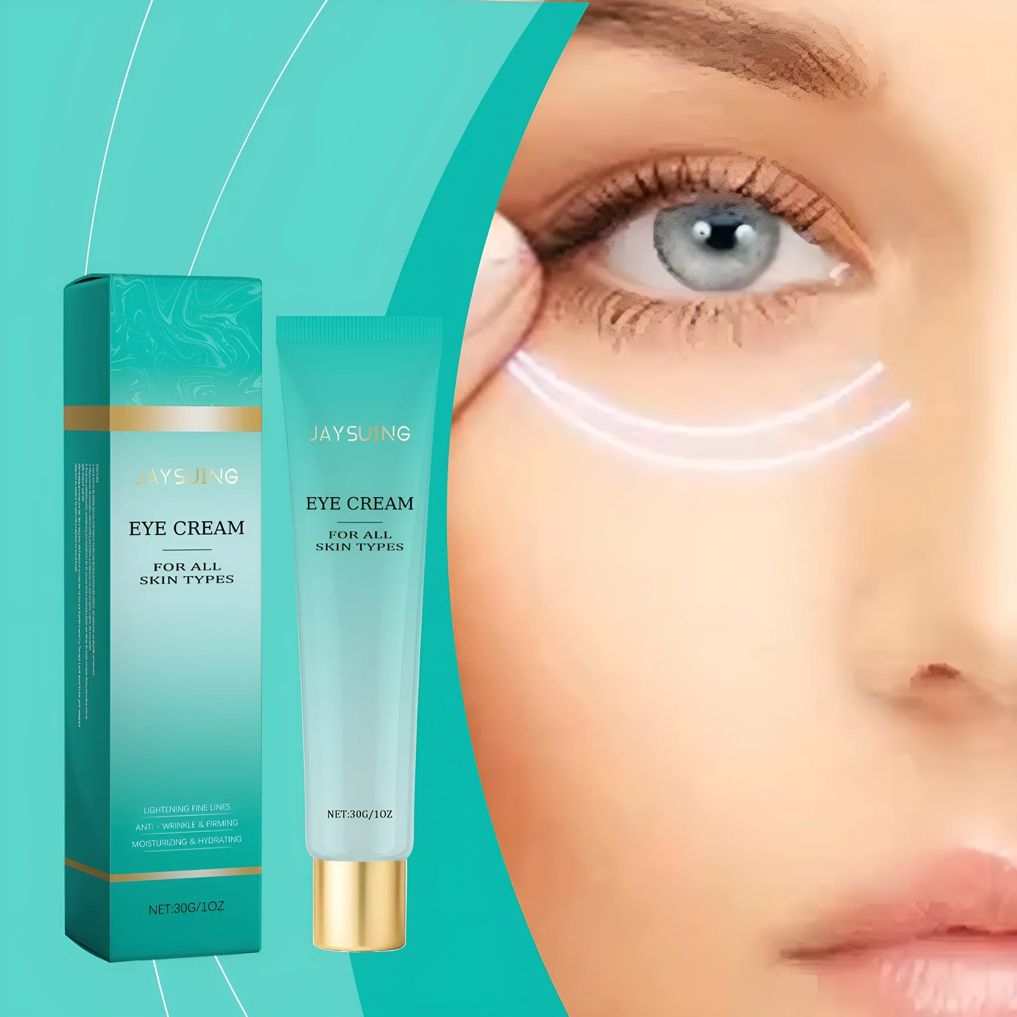 30g tube of retinol anti-ageing eye cream with hyaluronic acid for under-eye treatment