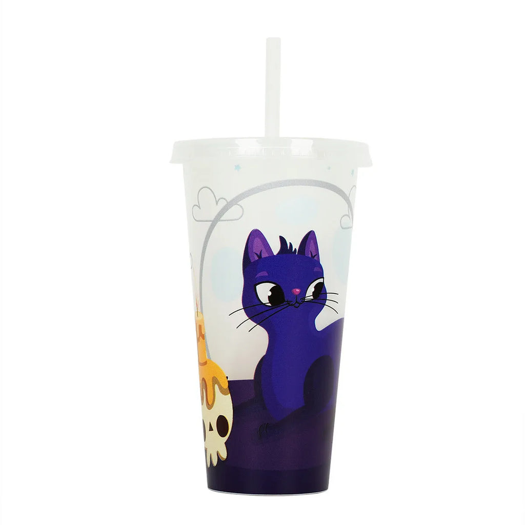 720ml plastic Halloween luminous straw cup with colourful design