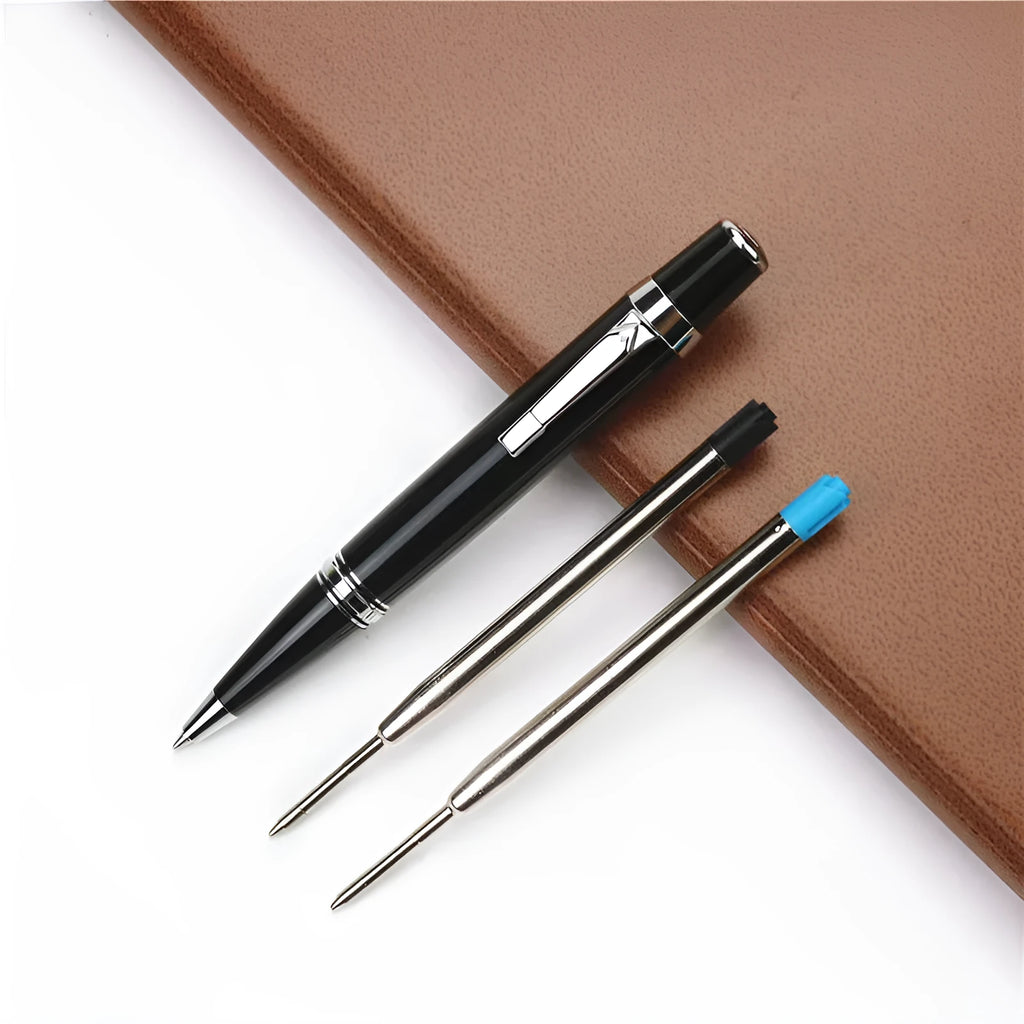 Black Baozhu full metal pocket rollerball pen with two 0.7mm refills.