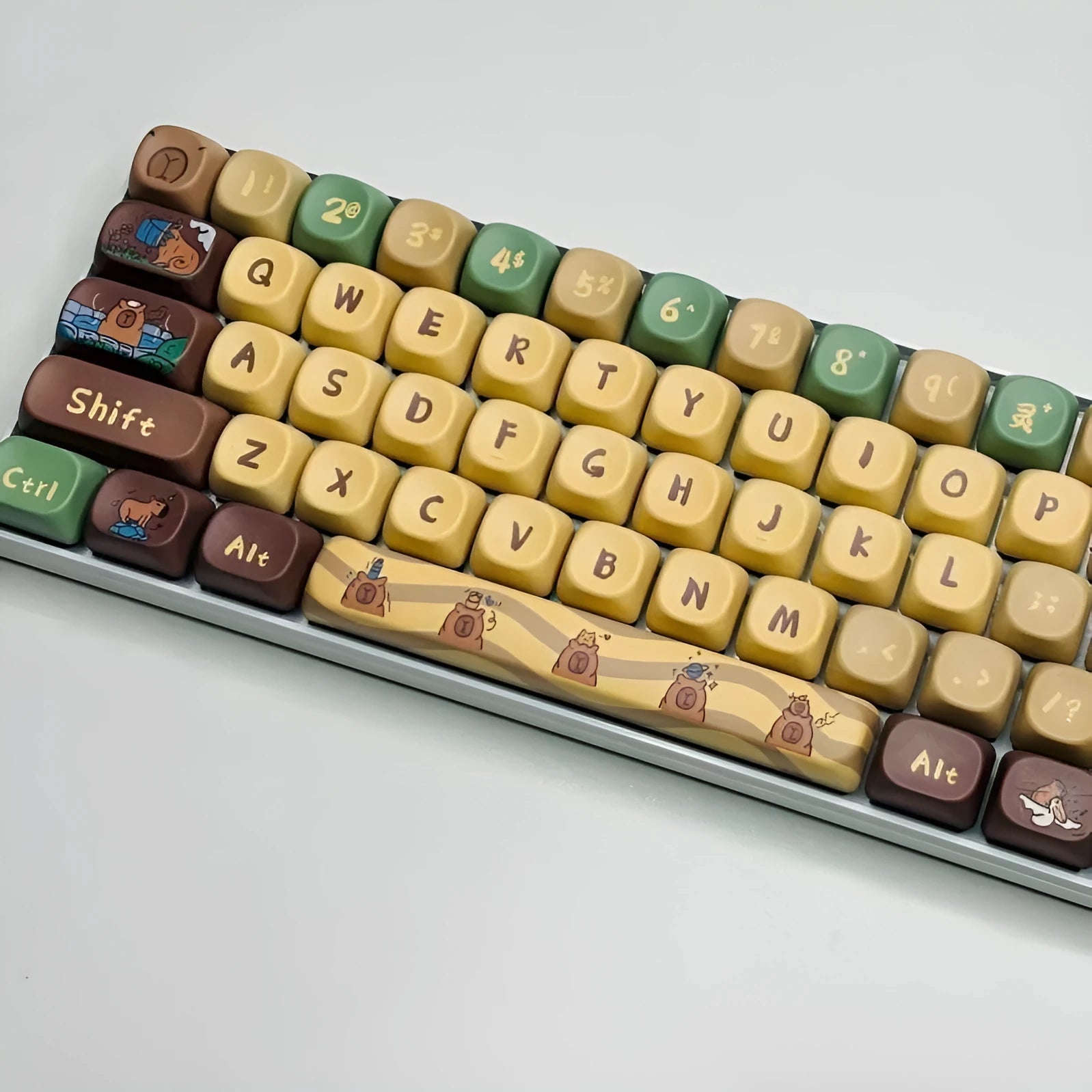 Capabala MOA Height profile ABS plastic mechanical keyboard keycaps, 130 key set laid out.