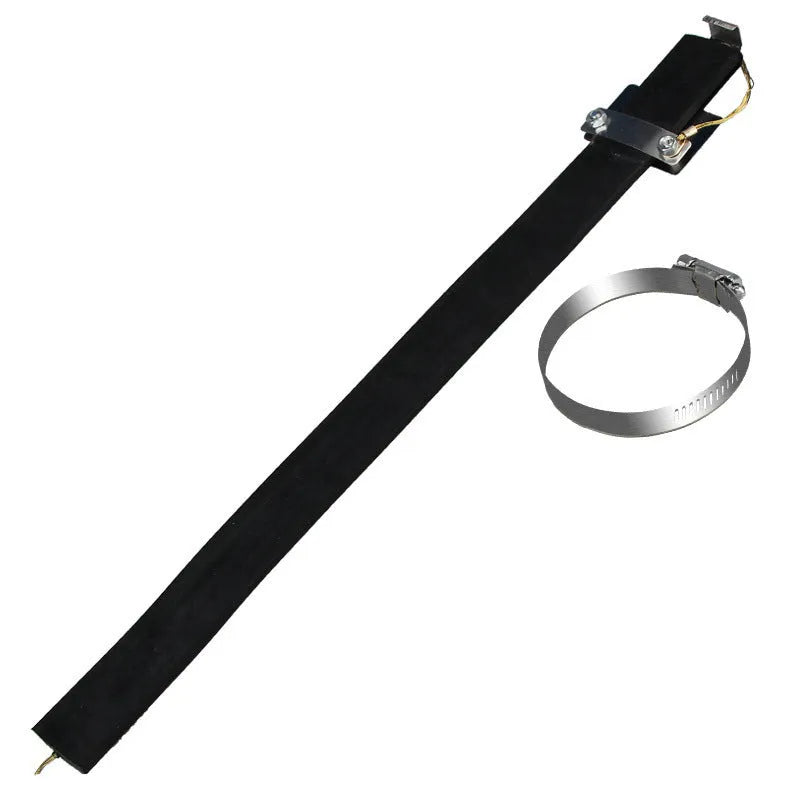 Black rubber and copper car electrostatic grounding chain, 370 mm long, for static discharge.