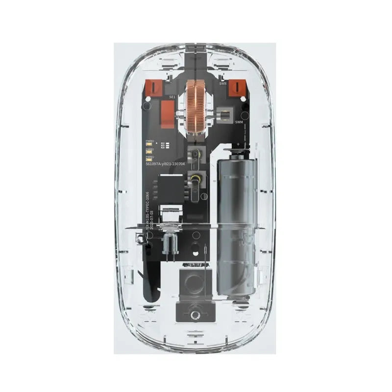 Self-charging Bluetooth mouse in silver with three-mode connection for tablet and laptop use